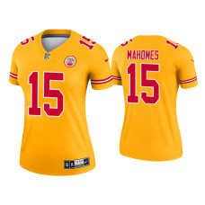 Women Kansas City Chiefs #15 2021 Patrick Mahomes Gold Inverted Legend Jersey