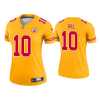 Women Kansas City Chiefs #10 2021 Tyreek Hill Gold Inverted Legend Jersey