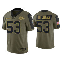 Men Kansas City Chiefs #53 Anthony Hitchens Olive 2021 Salute To Service Limited Jersey