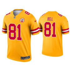 Men Kansas City Chiefs #81 Blake Bell Yellow Inverted Legend Jersey