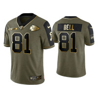 Men Kansas City Chiefs #81 Blake Bell Olive Gold 2021 Salute To Service Limited Jersey