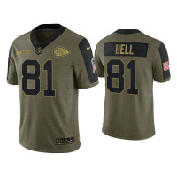 Men Kansas City Chiefs #81 Blake Bell Olive 2021 Salute To Service Limited Jersey