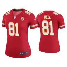 Women Kansas City Chiefs #81 Color Rush Legend Blake Bell Red Jersey