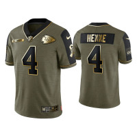 Men Kansas City Chiefs #4 Chad Henne Olive Gold 2021 Salute To Service Limited Jersey