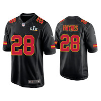 Men Kansas City Chiefs #28 Abner Haynes Super Bowl LV Black Game Fashion Jersey