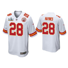 Men Kansas City Chiefs #28 Abner Haynes Super Bowl LV White Game Jersey