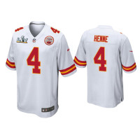 Men Kansas City Chiefs #4 Chad Henne Super Bowl LV White Game Jersey