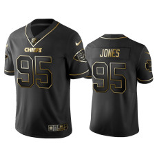 Men Kansas City Chiefs #95 Golden Edition Vapor Untouchable Limited Chris Jones Black Jersey