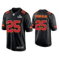 Men Kansas City Chiefs #25 Clyde Edwards-Helaire Super Bowl LV Black Game Fashion Jersey