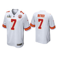 Men Kansas City Chiefs #7 Harrison Butker Super Bowl LV White Game Jersey