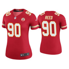 Women Kansas City Chiefs #90 Color Rush Legend Jarran Reed Red Jersey