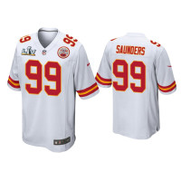 Men Kansas City Chiefs #99 Khalen Saunders Super Bowl LV White Game Jersey