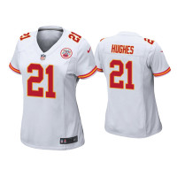 Women Kansas City Chiefs #21 Mike Hughes White Game Jersey