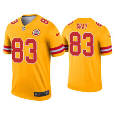 Men Kansas City Chiefs #83 Noah Gray Gold Inverted Legend Jersey