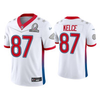 Men Kansas City Chiefs #87 Travis Kelce 2022 AFC Pro Bowl White Game Jersey