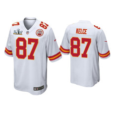 Men Kansas City Chiefs #87 Travis Kelce Super Bowl LV White Game Jersey