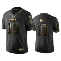 Men Kansas City Chiefs #10 Golden Edition Vapor Untouchable Limited Tyreek Hill Black Jersey