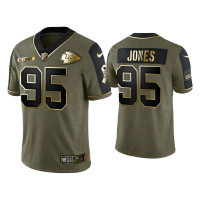 Men Kansas City Chiefs #95 Chris Jones Olive Gold 2021 Salute To Service Limited Jersey