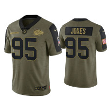 Men Kansas City Chiefs #95 Chris Jones Olive 2021 Salute To Service Limited Jersey