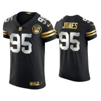 Men Kansas City Chiefs #95 Chris Jones Black Golden Edition Elite Jersey