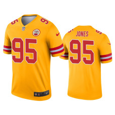 Men Kansas City Chiefs #95 Chris Jones Gold Inverted Legend Jersey