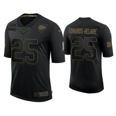 Men Kansas City Chiefs #25 Clyde Edwards-Helaire Black 2020 Salute To Service Limited Jersey