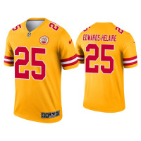 Men Kansas City Chiefs #25 Clyde Edwards-Helaire Yellow Inverted Legend Jersey