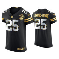 Men Kansas City Chiefs #25 Clyde Edwards-Helaire Black Golden Edition Elite Jersey