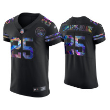 Men Kansas City Chiefs #25 Clyde Edwards-Helaire Black Golden Edition Holographic Jersey