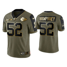 Men Kansas City Chiefs #52 Creed Humphrey Olive Gold 2021 Salute To Service Limited Jersey