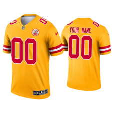 Men Kansas City Chiefs #00 Custom Yellow Inverted Legend Jersey