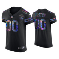 Men Kansas City Chiefs #00 Custom Black Golden Edition Holographic Jersey