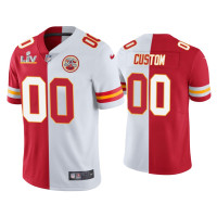 Men Kansas City Chiefs #00 Custom Red White Super Bowl LV Split Jersey