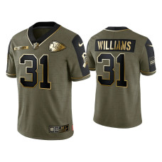 Men Kansas City Chiefs #31 Darrel Williams Olive Gold 2021 Salute To Service Limited Jersey