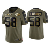 Men Kansas City Chiefs #58 Derrick Thomas Olive Gold 2021 Salute To Service Limited Jersey