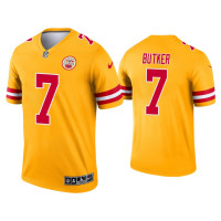 Men Kansas City Chiefs #7 Harrison Butker Yellow Inverted Legend Jersey