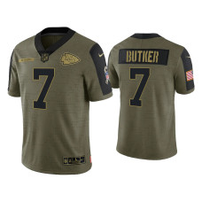 Men Kansas City Chiefs #7 Harrison Butker Olive 2021 Salute To Service Limited Jersey