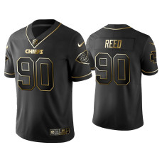 Men Kansas City Chiefs #90 Golden Edition Vapor Limited Jarran Reed Black Jersey