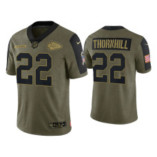 Men Kansas City Chiefs #22 Juan Thornhill Olive 2021 Salute To Service Limited Jersey