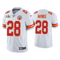 Men Kansas City Chiefs #28 Abner Haynes Super Bowl LV White Vapor Limited Jersey