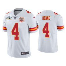 Men Kansas City Chiefs #4 Chad Henne Super Bowl LV White Vapor Limited Jersey