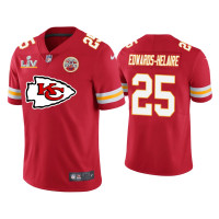 Men Kansas City Chiefs #25 Clyde Edwards-Helaire Super Bowl LV Red Team Logo Jersey