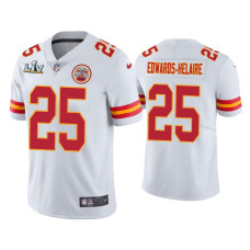 Men Kansas City Chiefs #25 Clyde Edwards-Helaire Super Bowl LV White Vapor Limited Jersey