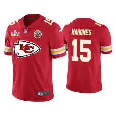 Men Kansas City Chiefs #15 Patrick Mahomes Super Bowl LV Red Team Logo Jersey