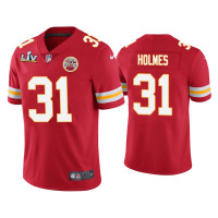 Men Kansas City Chiefs #31 Priest Holmes Super Bowl LV Red Vapor Limited Jersey