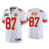 Men Kansas City Chiefs #87 Travis Kelce Super Bowl LIV White Vapor Limited Jersey