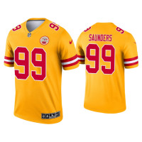 Men Kansas City Chiefs #99 Khalen Saunders Yellow Inverted Legend Jersey