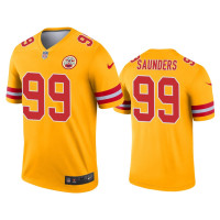 Men Kansas City Chiefs #99 Khalen Saunders Gold Inverted Legend Jersey