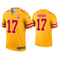 Men Kansas City Chiefs #17 Mecole Hardman Yellow Inverted Legend Jersey