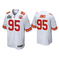 Men Kansas City Chiefs #95 Chris Jones Super Bowl LIV White Game Jersey